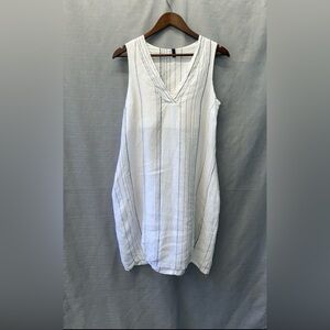 Inizio Cream Striped V-Neck Dress